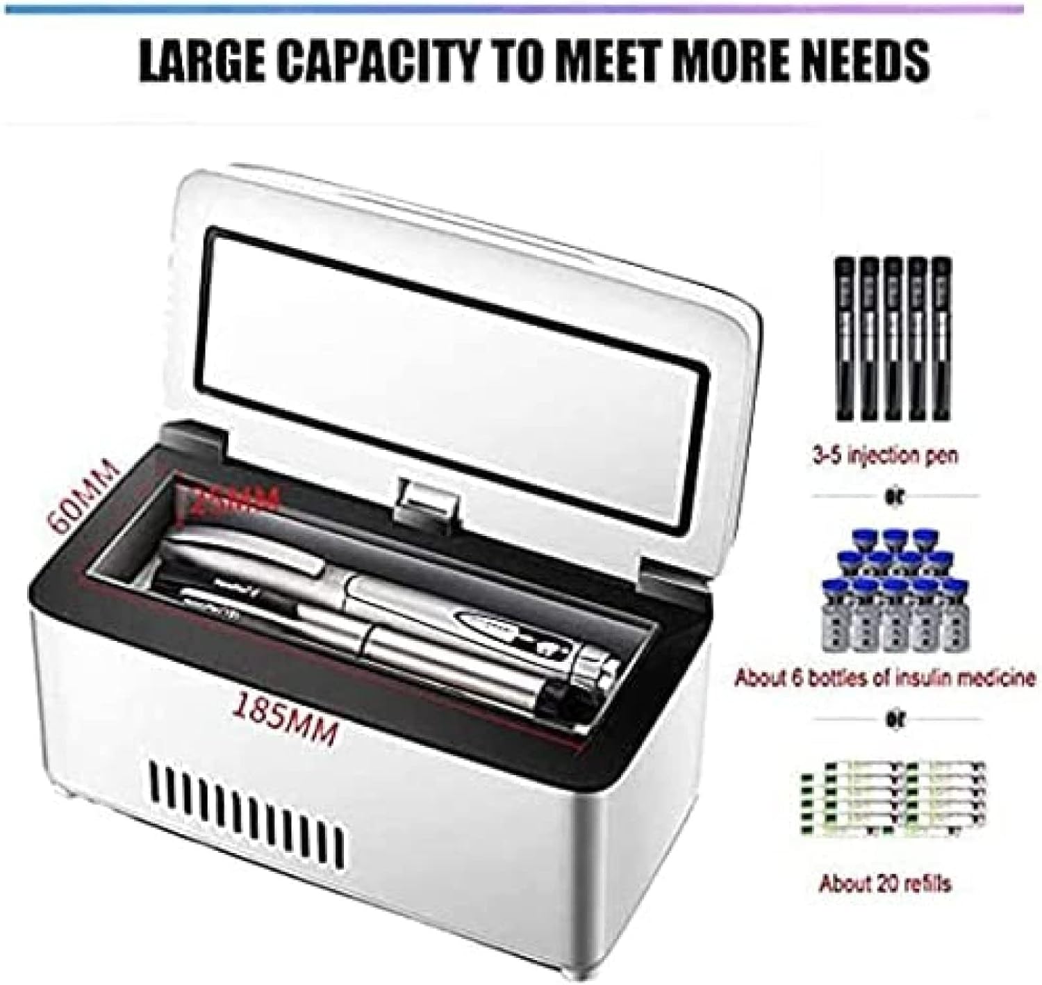 Refrigerated Case For Insulin Cooler, Refrigerated Container For Medicine, 3 Degree Alarm System, Travel Box For 2-8℃ Medicine For Home, Car, Home