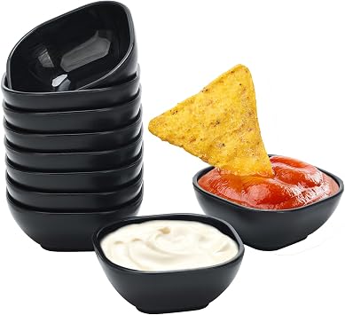 4.8OZ Unbreakable Wheat Straw Dipping Bowls,Small Prep Bowls, Dip Bowls for Side Dish,Ketchup,Candy, Dessert, Nuts, Party, Dips,Condiments,Sauces, Ingredients,BBQ,Set of 10 black