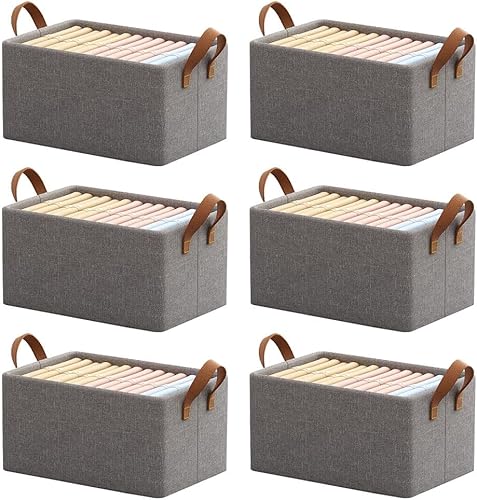 Organizador de ropa de armario con placa base gruesa, organizador de cajones con marco de acero con asas, caja de almacenamiento de ropa plegable