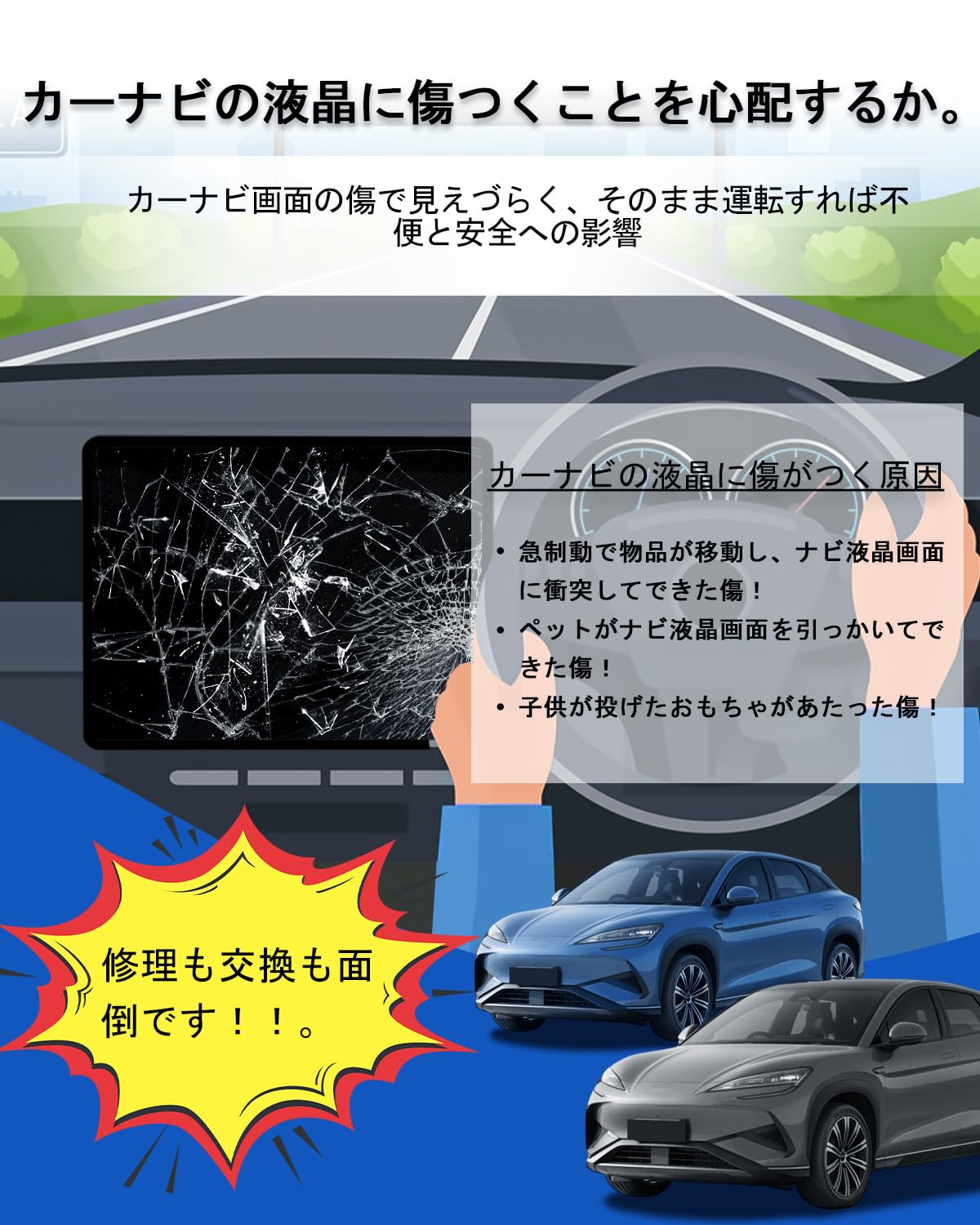 Amazon.co.jp: LANTU BYD シール シーライオン7 用 ナビ フィルム 15.6