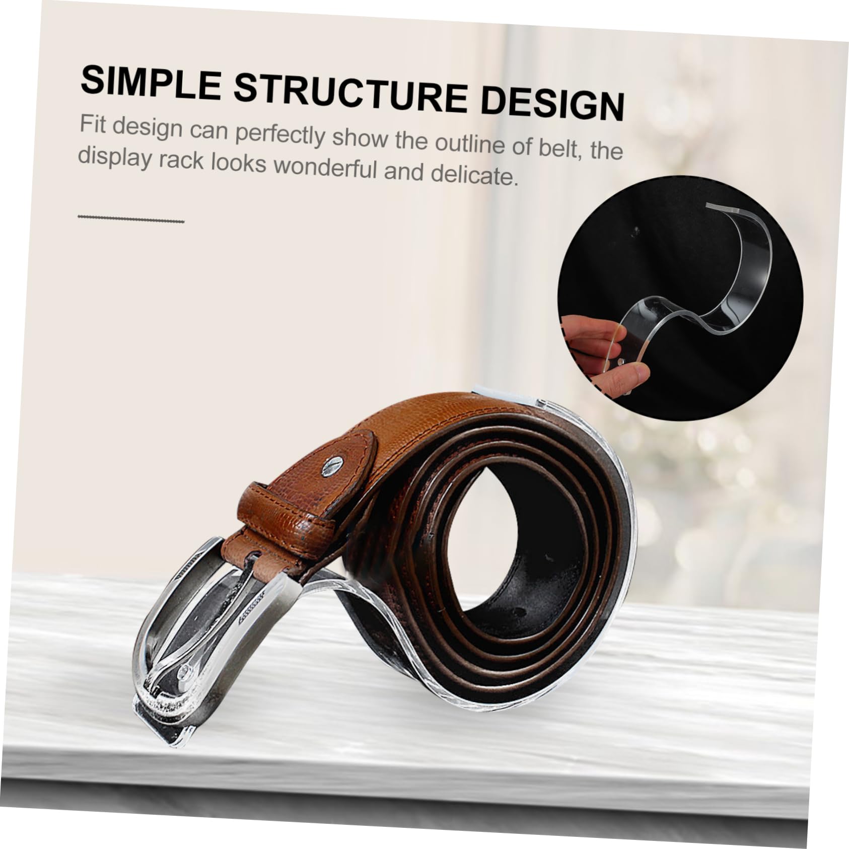 Vaguelly 2Pcs Creative Acrylic Belt Display Rack Transparent Stand for Supermarkets and Belt Shops Wide Thick Multi Functional Storage for Neat Merchandise Display