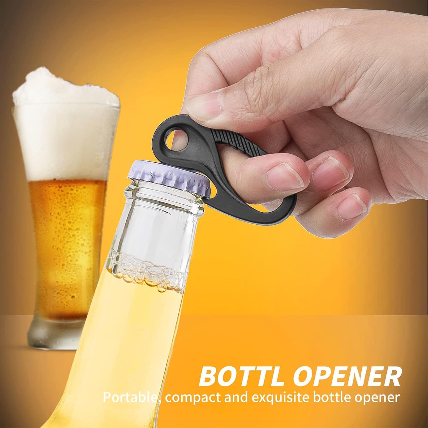 TISUR Titanium Carabiner Key Holder Anti-Lost Quick Release Heavy Duty Bottle Opener Car Key Chain for Men(Taiji+D ring)