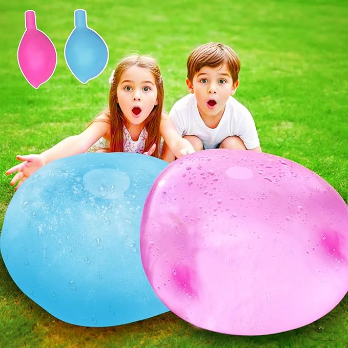 2-Pack Giant Bubble Balls Inflatable Water Balloons Reusable Kids Beach Toys for Summer Outdoor Fun Durable Toddler Yard Games & Pool Accessories