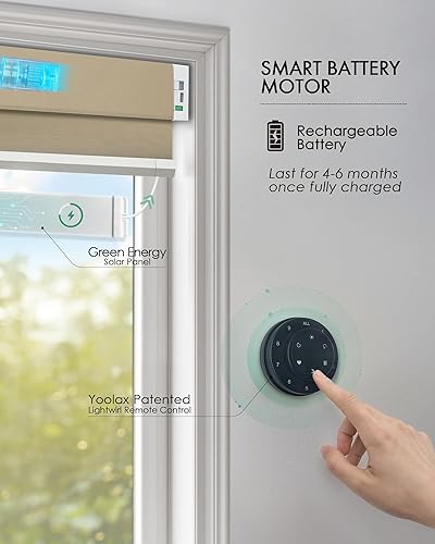 Miniatura 38 de Yoolax Persianas celulares motorizadas compatibles con Alexa, persianas motorizadas opacas inteligentes de panal para ventanas, persianas Color gris