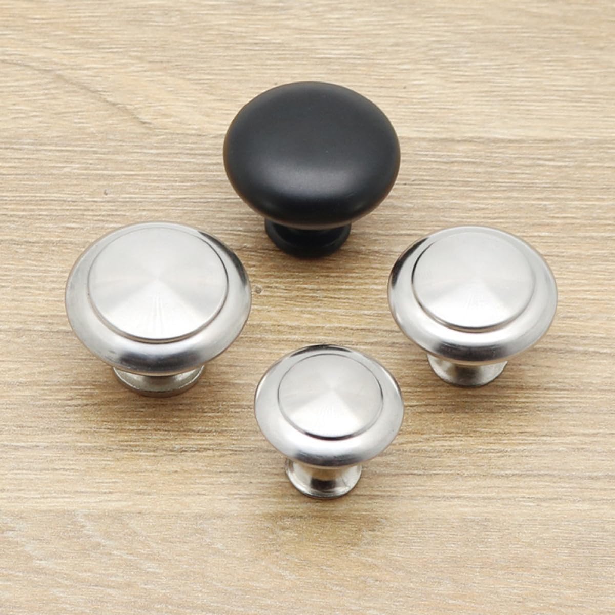 30pcs Round Stainless Steel Drawer Knobs Black Cabinet Pulls Kitchen Cupboard Hardware for Furniture