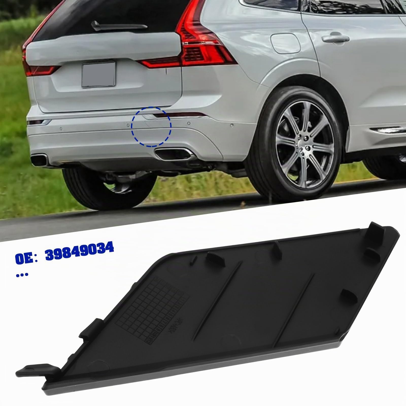 Cache-attelage Arrière pour Voiture 39849034 Accessoire de Protection pour Pare-Chocs Arrière Compatible avec Volvo XC60 Noir