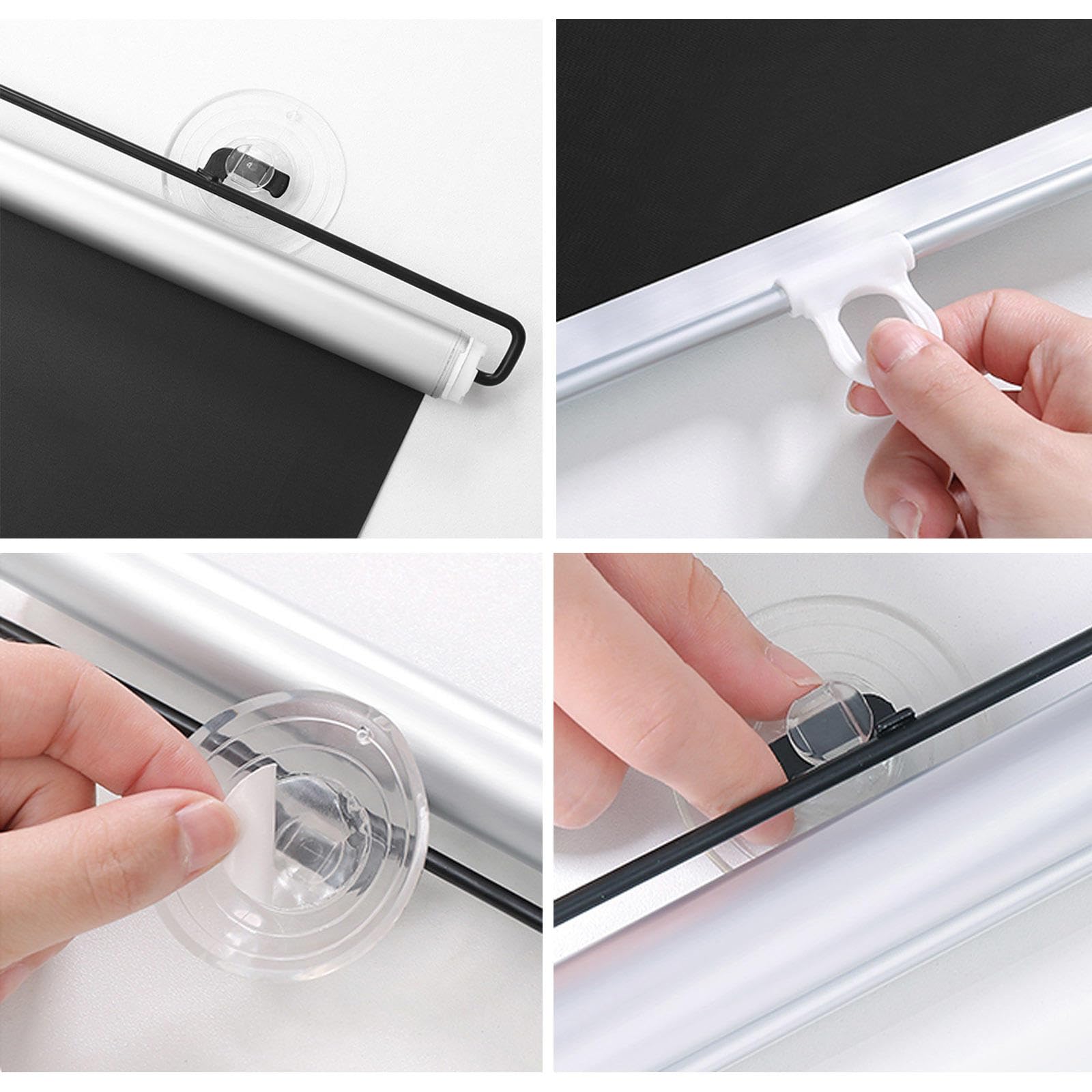 Rollos Für Fenster,Tragbare Verdunkelungsvorhänge,Thermoisolierte Rollos Mit Saugnapf,Jalousien Ohne Bohren,Frei Einziehbar,Temporäre Verdunkelungsrollos Für Haus Büro,Black-75x150cm/30x59in