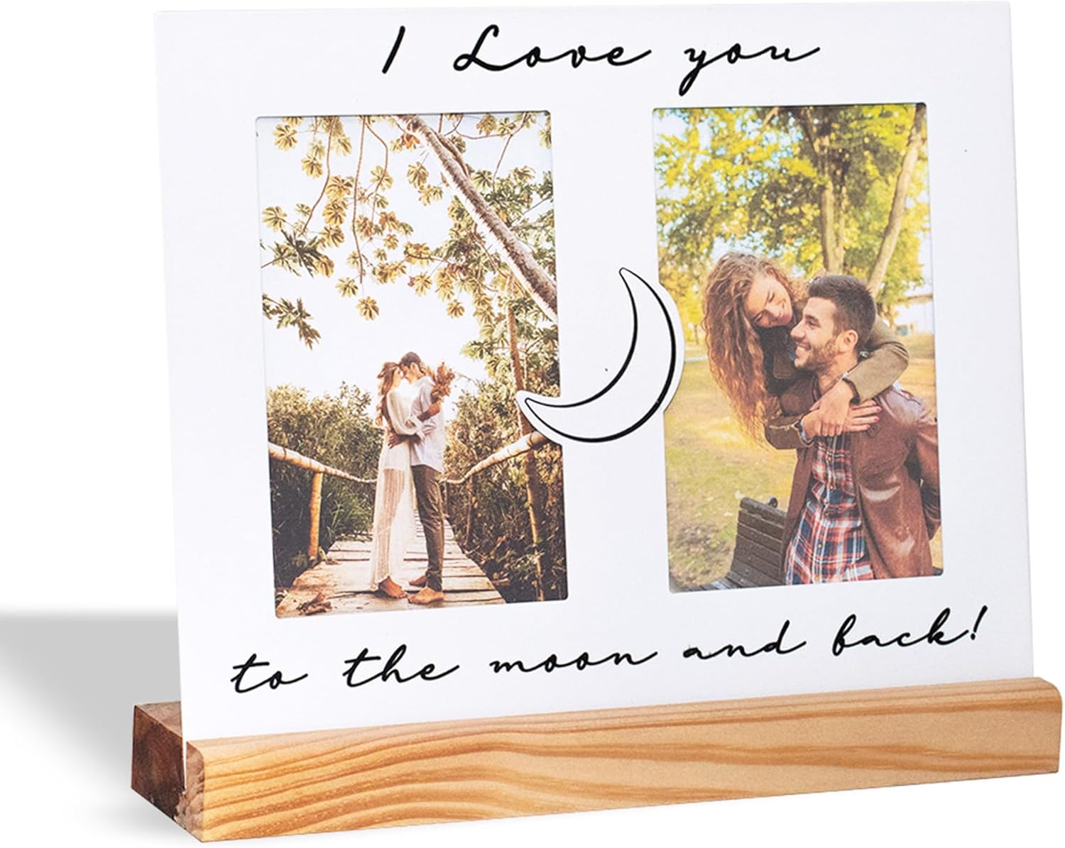 GEGUTON Always Photo Frame, 4"x6", Steel and Wood, Black and White, Horizontal or Vertical Display