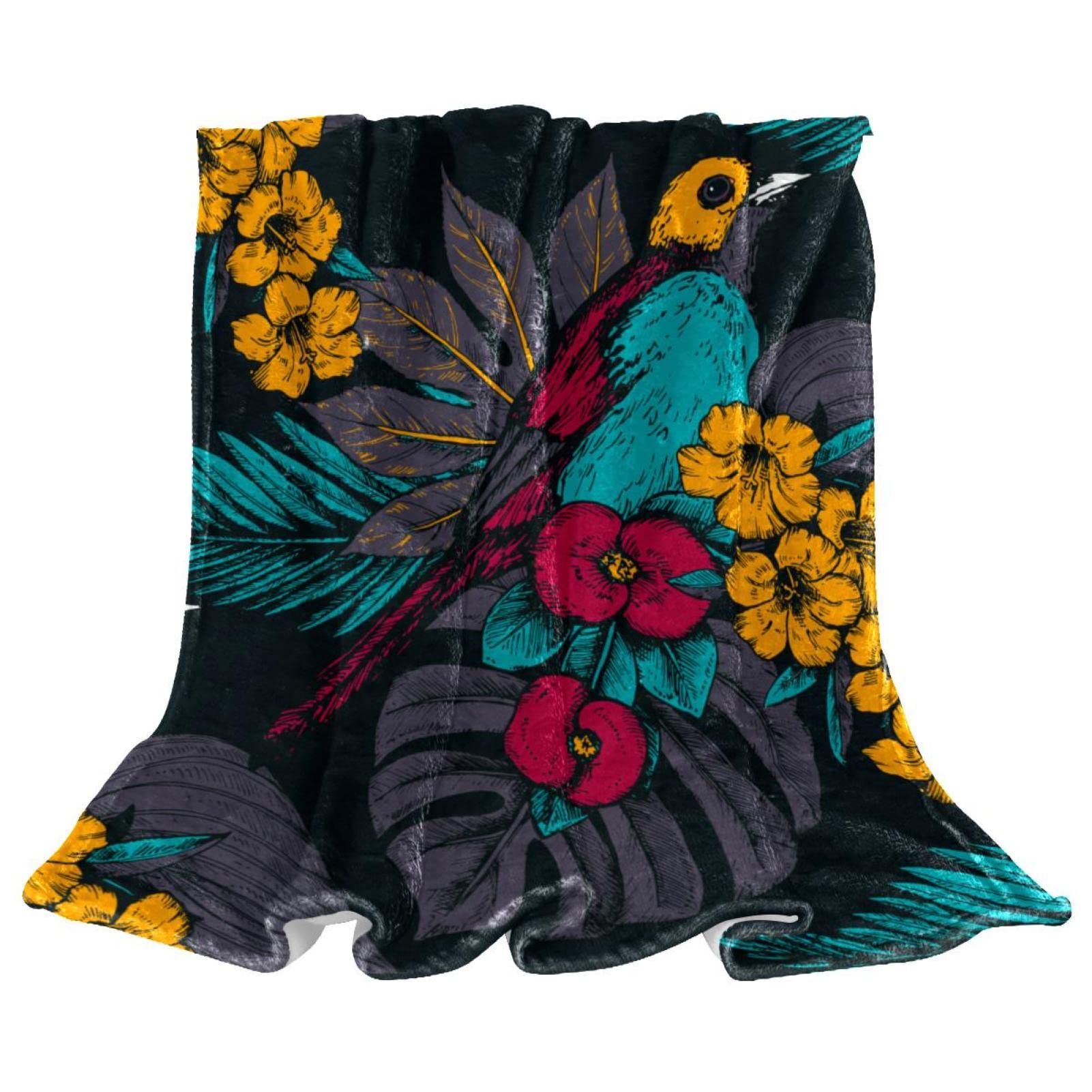 Couverture polaire de literie feuilles tropicales pour canapé de chambre