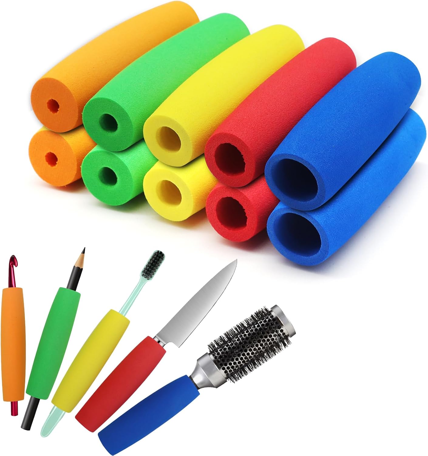 Foam Grip Tubing for Utensils Tools Pens Foam Tubing Cutlery Grip Comfort Grip for Elderly and Disabled 10 PCS