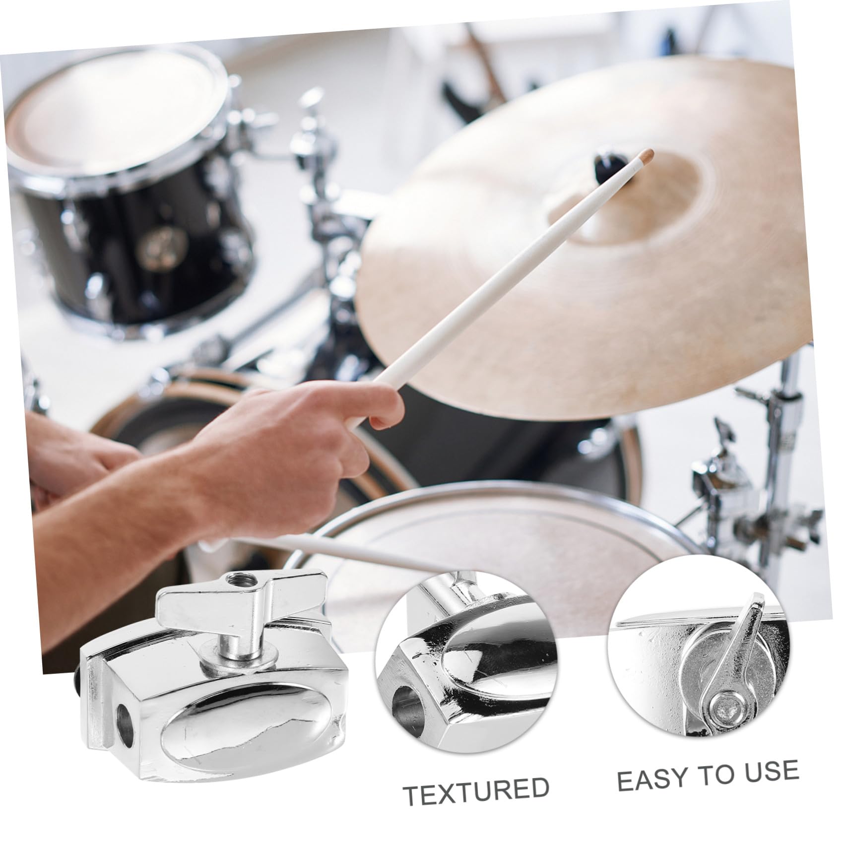 CLISPEED Support de Tom en Alliage Argenté, Pièces et Accessoires pour Batterie, Fixation Remplaçable Offrant un Support Supplémentaire, pour Usage Musical