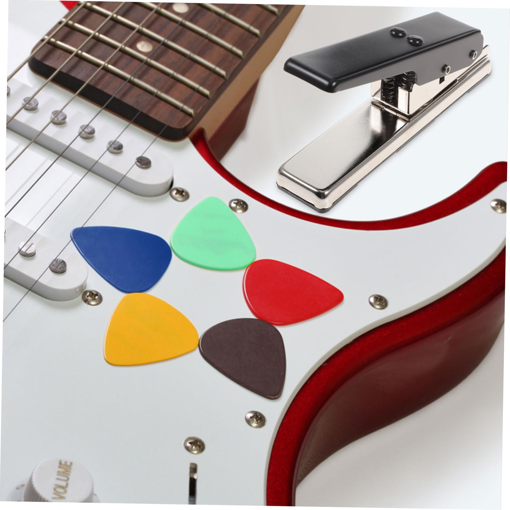 Gitarren-Pick-Stanzer Set – Werkzeug Zum Selbermachen Von Plektren, Robustes Metall, Inkl. Schleifpapier, Für Gitarre & Bass