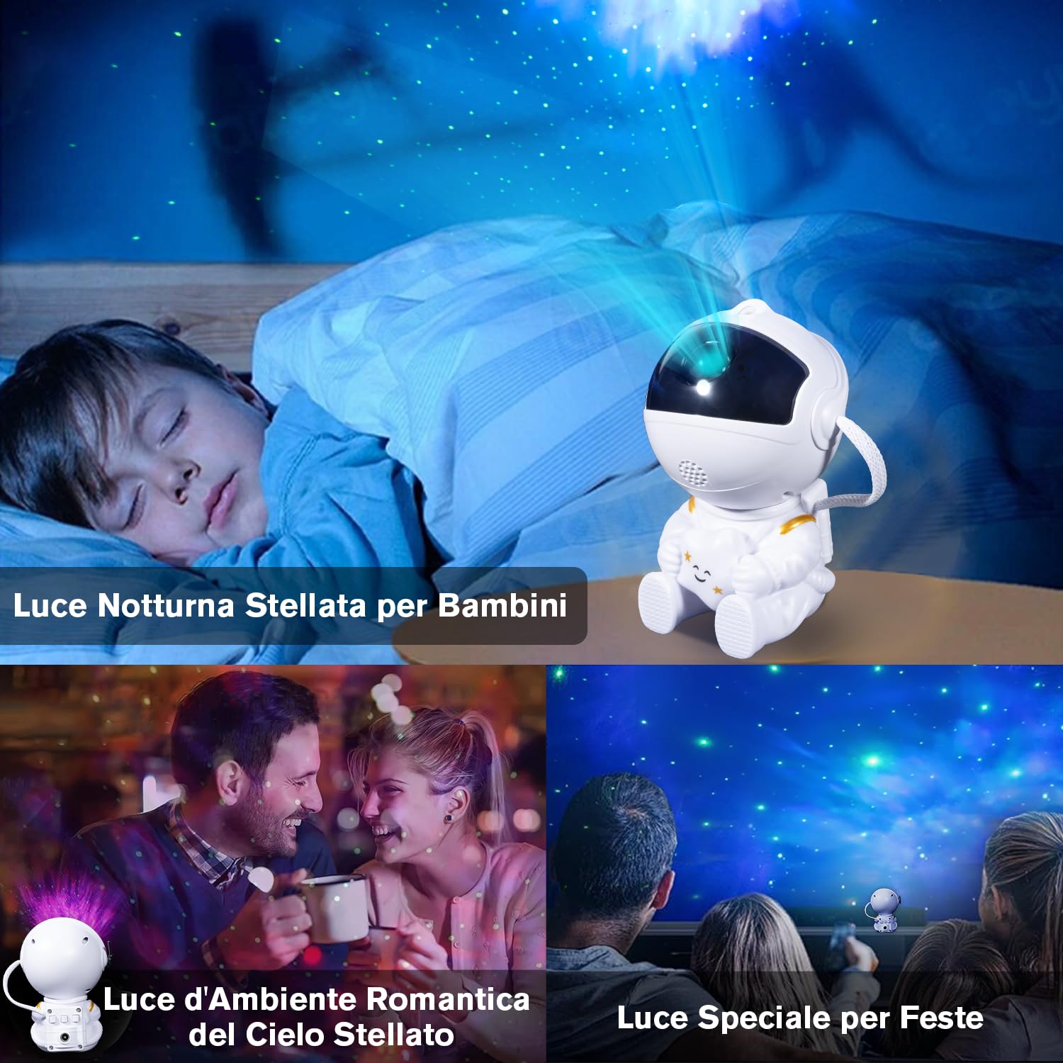 Carehabi Astronauta Proiettore Stelle Soffitto Telecomando, Galaxy Projector a Luminosità Regolabile con 26 Modalità di Notte Stellata, Proiettore Galassia Come Regalo per Bambini, Adulti