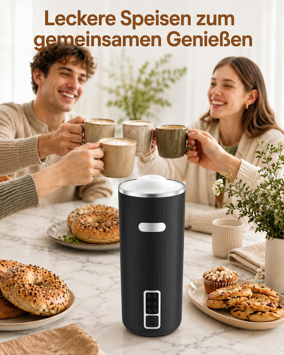 VIOWEY Espumador de leche eléctrico 6 en 1 – Espumador de leche automático de 250 ml, gran capacidad, apagado automático, funcionamiento silencioso, adecuado para espuma de leche caliente y fría