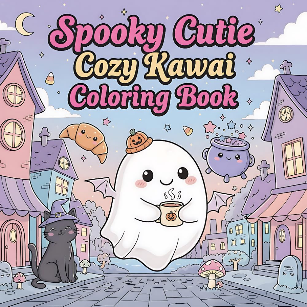 Spooky Cutie: Cozy Coloring Book for Teens and Adults: Featuring Kawaii ghosts, witches & pumpkins to color for cozy fun and relaxation