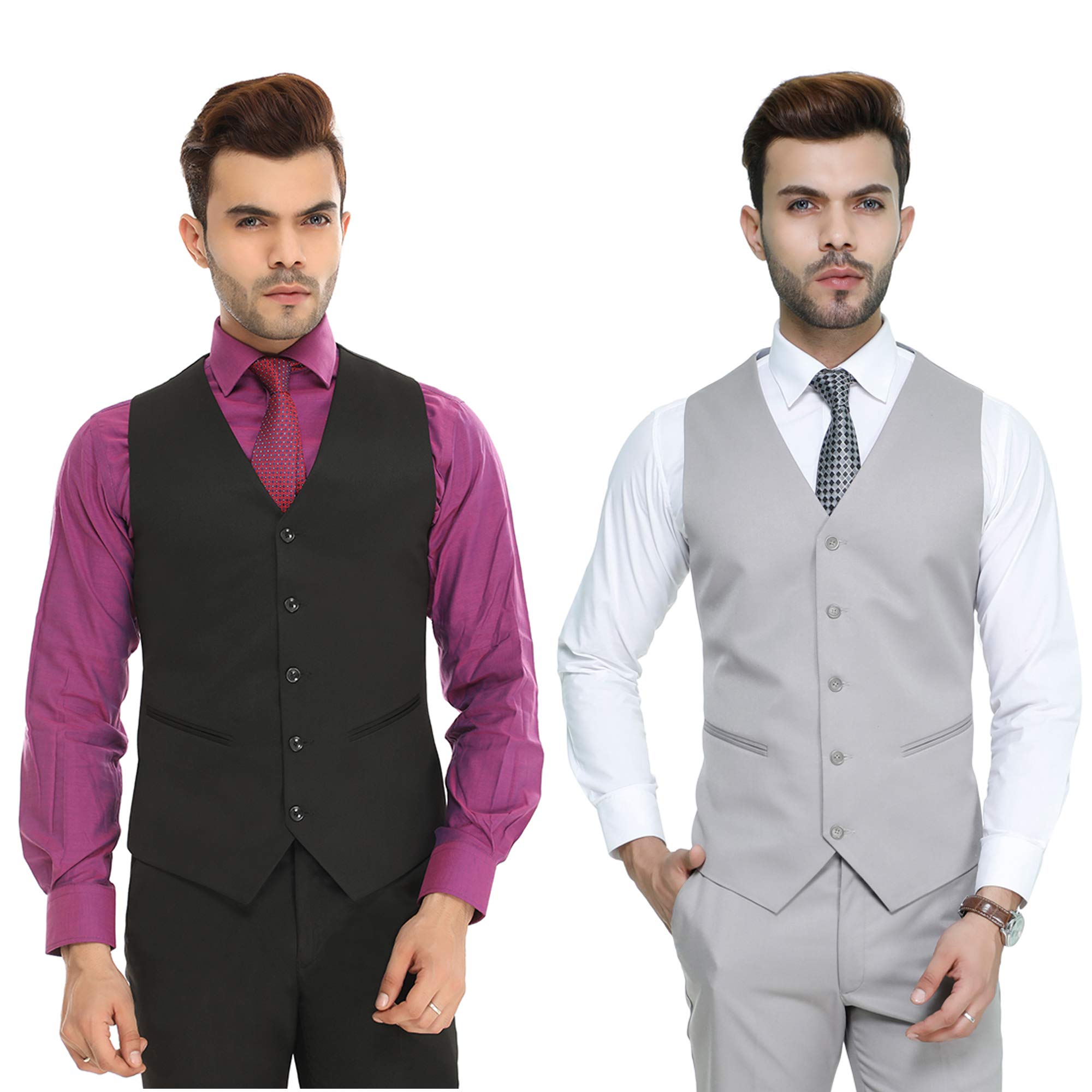 manq Men's Slim Fit Formal Waistcoat (Combo of 2)-picture-23