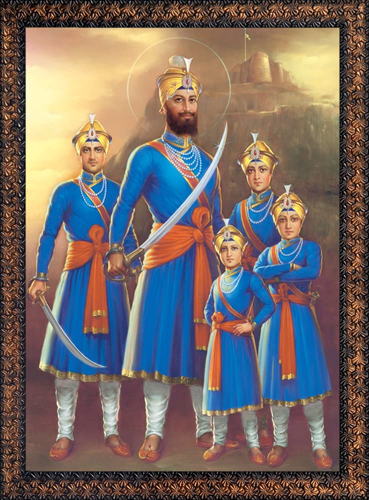 Hardik Art N Frames Guru Gobind Singh ji with Chaar Sahibzaade Special