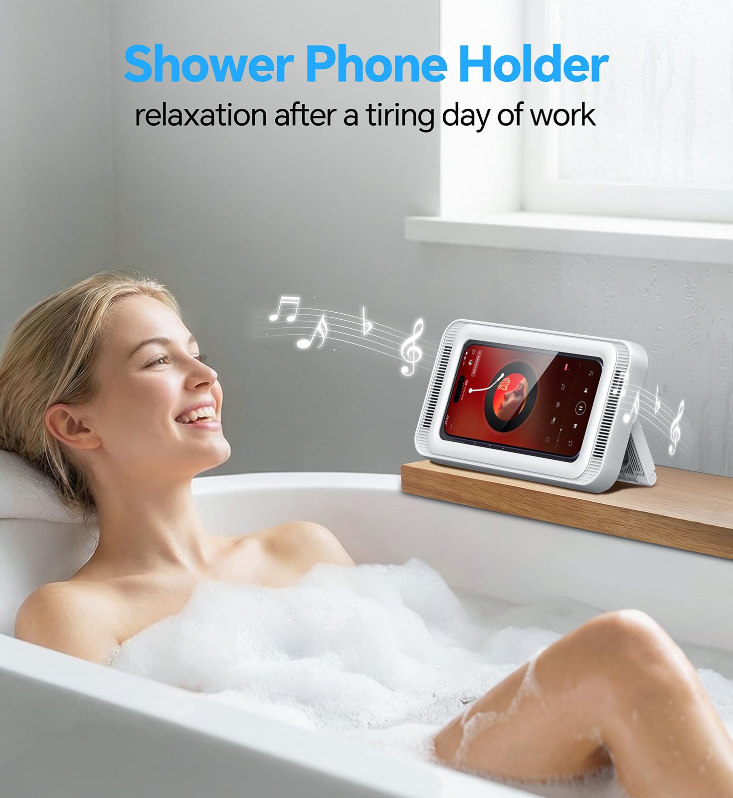Coolpow Supporto per Telefono da Doccia【Étanche IPX6】Supporto Telefono da Doccia 480° Rotazione, supporto universale per doccia bagno cucina per meno 7" telefono, touch screen ad alta definizione Kit