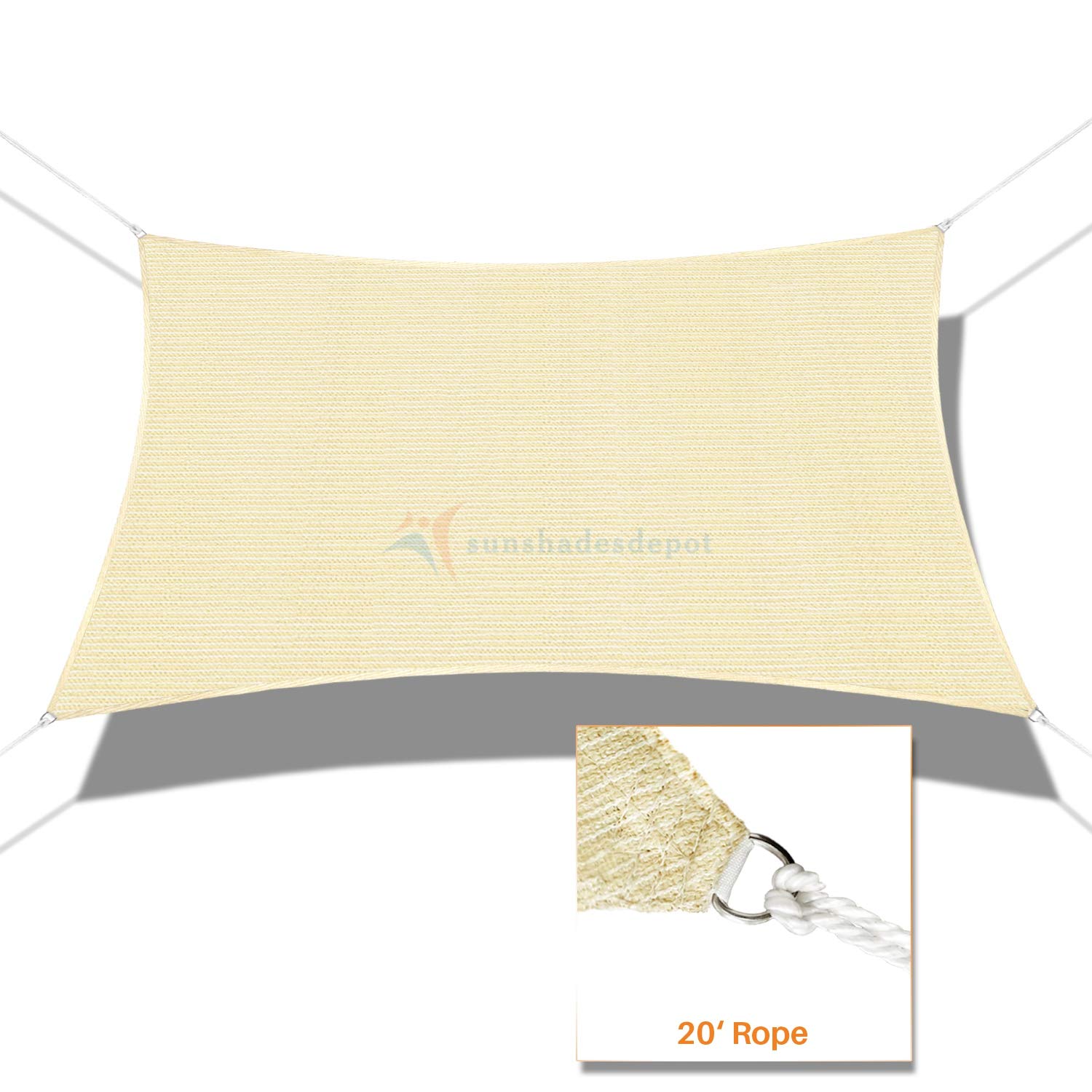 TANG Sunshades Depot Beige 8' x 12' Sun Shade Sail Permeable Canopy Cover Customize Commercial Standard 180 GSM HDPE