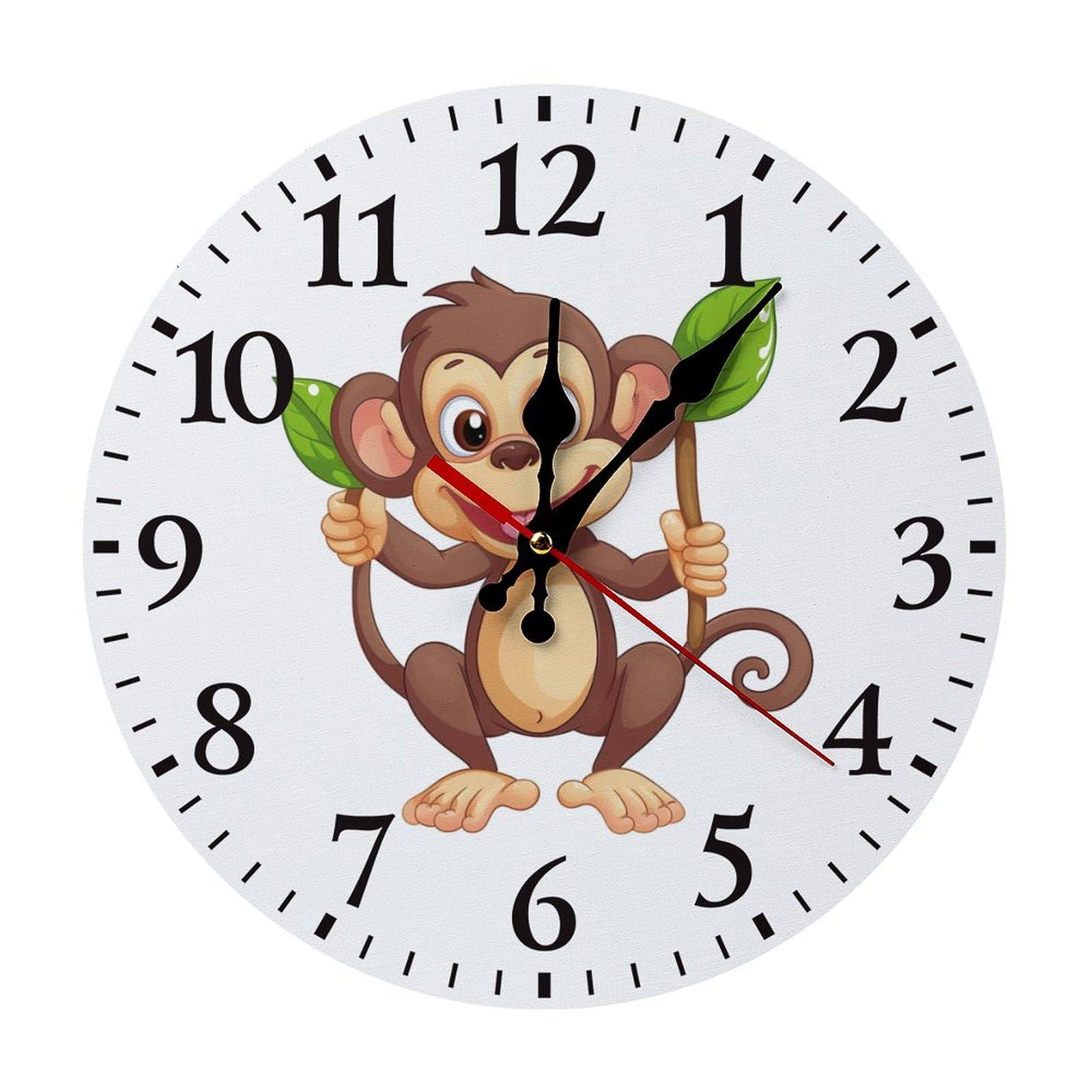 NTVOWPZO 10 Inch Wall Clock Cartoon Monkey Battery Operated Wall Clocks Silent Non-Ticking Round Wall Clock for Living Room Kitchen Home Office Wall Decorative Clock