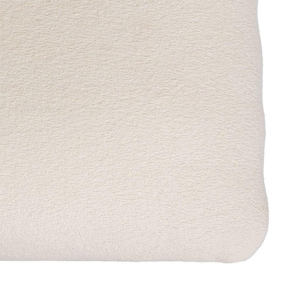 LOLAhome Banqueta de Tocador Blanca con Asiento Tapizado, Madera de Paulonia 50x30x39 cm, Estilo Clásico, Taburete para Dormitorio y Maquillaje