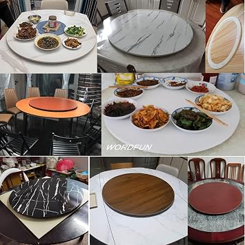 WORDFUN Large Lazy Susan For Dining Table, 360° Wood Serving Tray, Round Serving Plate Tabletop Rotating Tray, Smooth Rotation Swivel Base, For Family Gatherings, Banquets, And Weddings(A,50cm-20in)