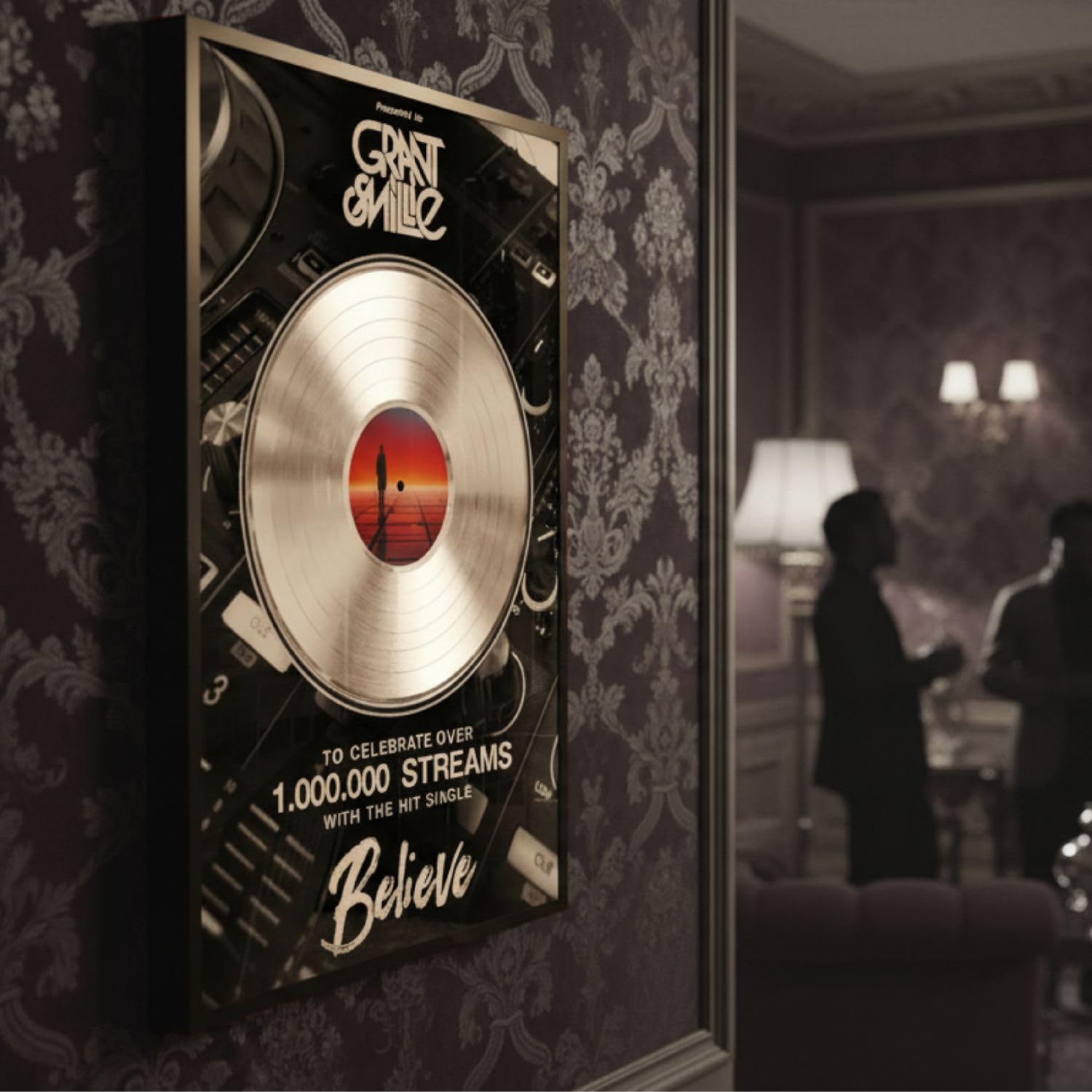 DISCO D'ORO o DI PLATINO incorniciato e personalizzabile - Premio alla carriera - Idea regalo per cantanti, musicisti, artisti e fan (Verticale)