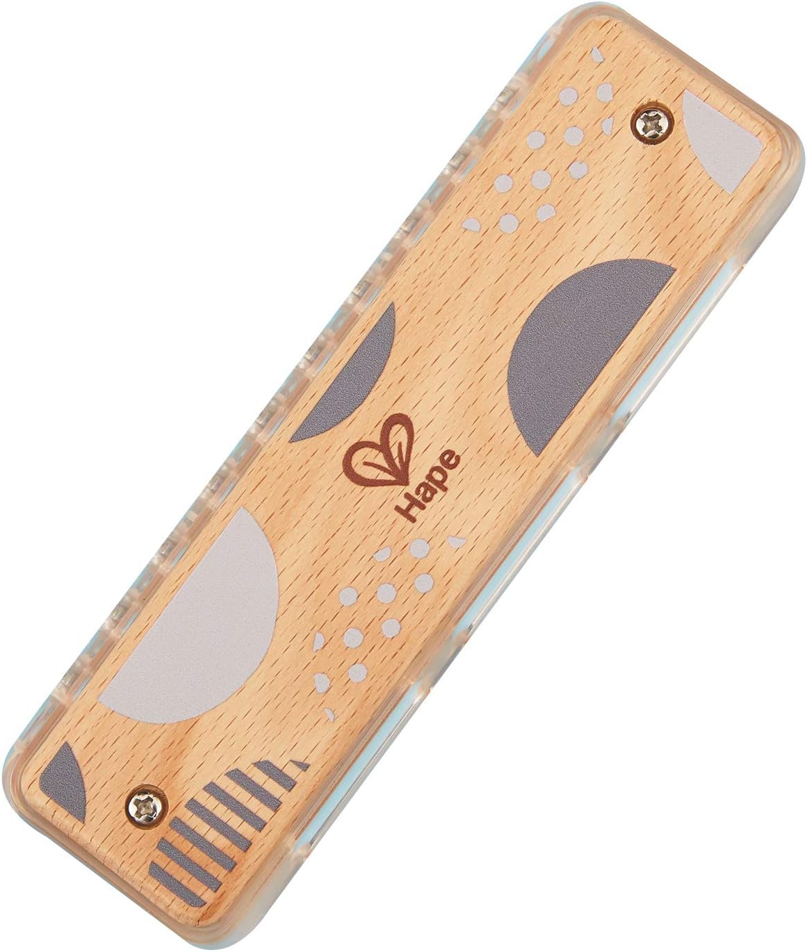Hape Blues Harmonica | 10 Hole Wooden Musical Instrument Toy for Kids, Transparent (E8920)