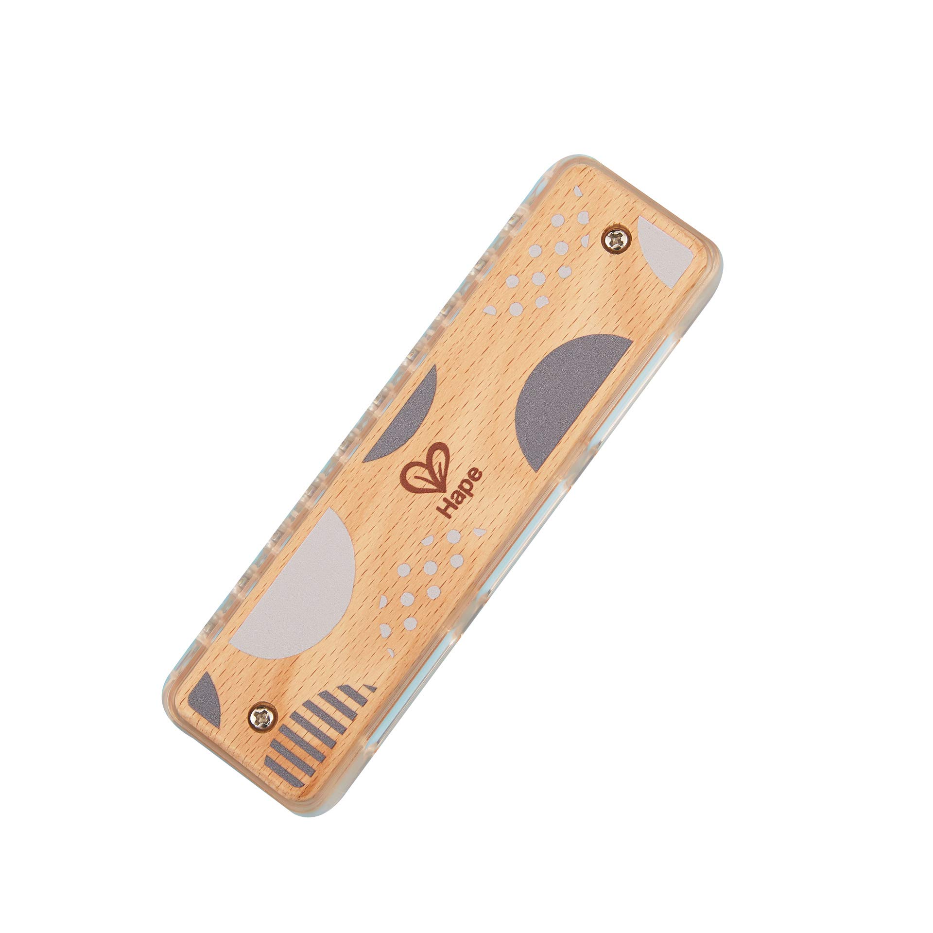 Hape Blues Harmonica | 10 Hole Wooden Musical Instrument Toy for Kids, Transparent (E8920)