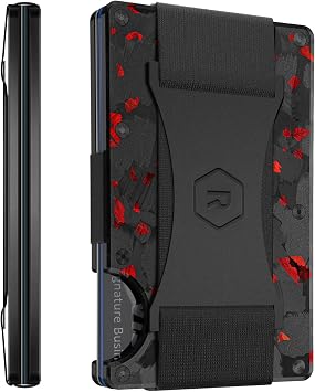 Ridge Wallet for Men - Slim Minimalist Compact Wallet and Card Holder, RFID Protected Front Pocket Wallets for Men with Integrated Cash Strap Forged Ember