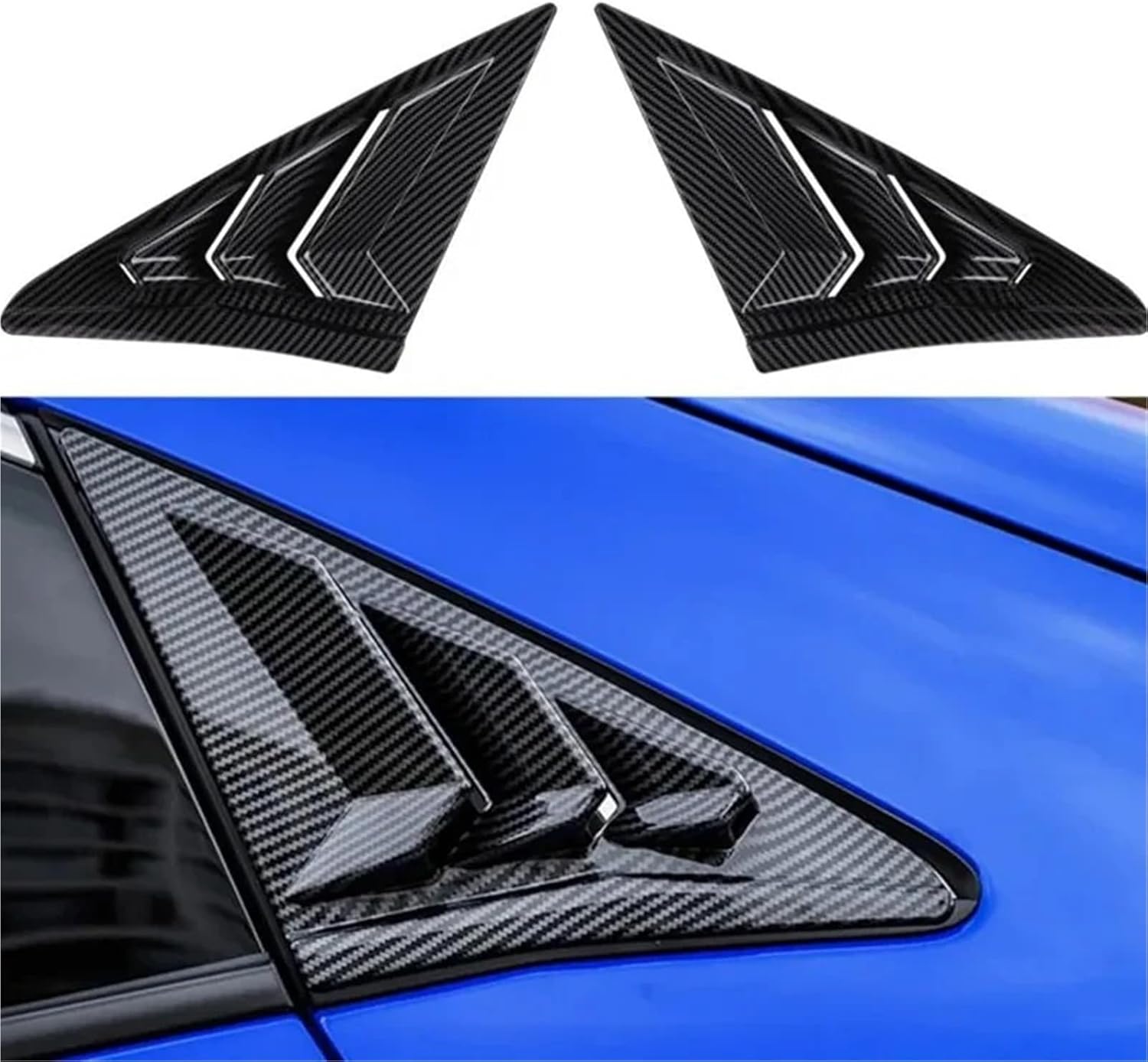Compatible with Honda Civic 10th Gen 2016-2020 Hatchback Rear Side Window Louvers Air Vent Scoop Shades (Carbon Fiber Look)