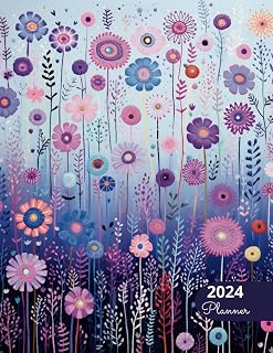 2024 Planner: Purple Fun Flower Garden: Stylish Weekly and Monthly Organization