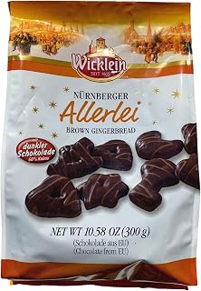 Wicklein Allerlei Nurnberger Lebkuchen Dark Chocolate Gingerbread Shapes Bag, 10.5 oz