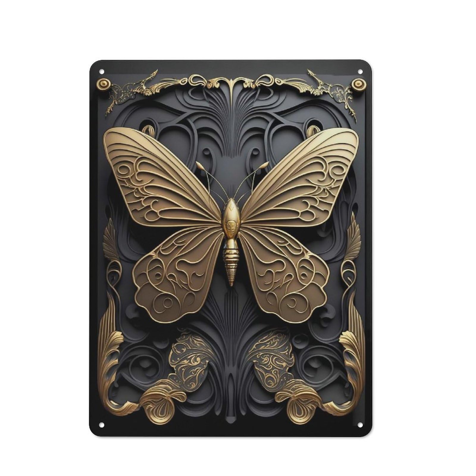 Junmoney Style-9 Outdoor Room Shed Metal Sign 40X30cm Featuring Golden Butterfly Art Deco, Shed Wall Decor For Shed, Garden Room, Porch Or Garage