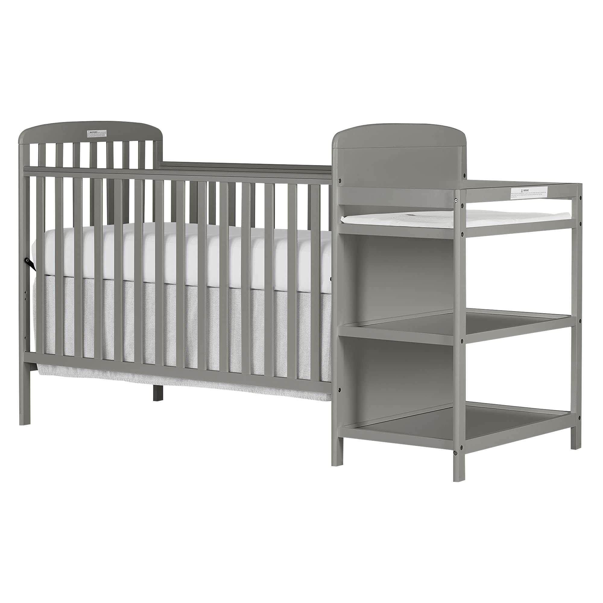 Dream On Me, Anna 3-in-1 Full Size Crib and Changing Table Combo in Steel Grey, Greenguard Gold Certified