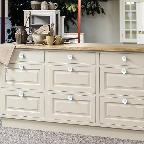 Miniatura 5 de Tenubo 6 pomos y tiradores de cristal esmerilado para gabinetes de cocina, pomos y tiradores de vidrio para armarios y cajones, pomos de gabinete