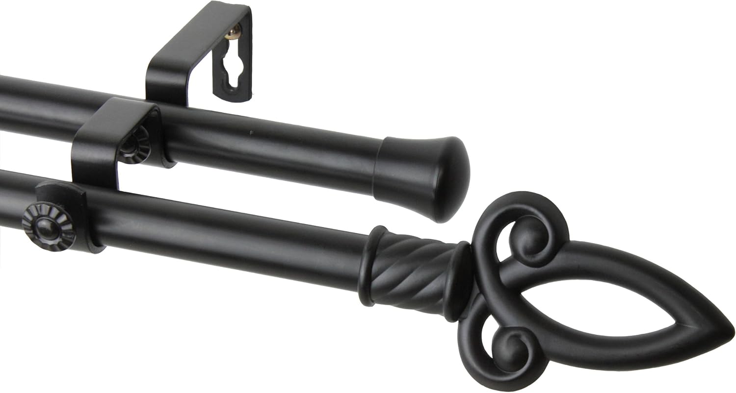 Sercie 13/16" Double Curtain Rod 28-48 inch - Black