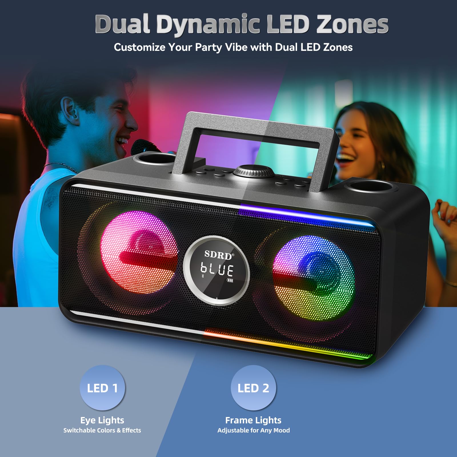 216 Macchina per Karaoke Bluetooth per Adulti e Bambini con Custodia e Stazione di Ricarica, Potente Sistema Karaoke, 12 ore di Riproduzione, Microfono Wireless Ricaricabile