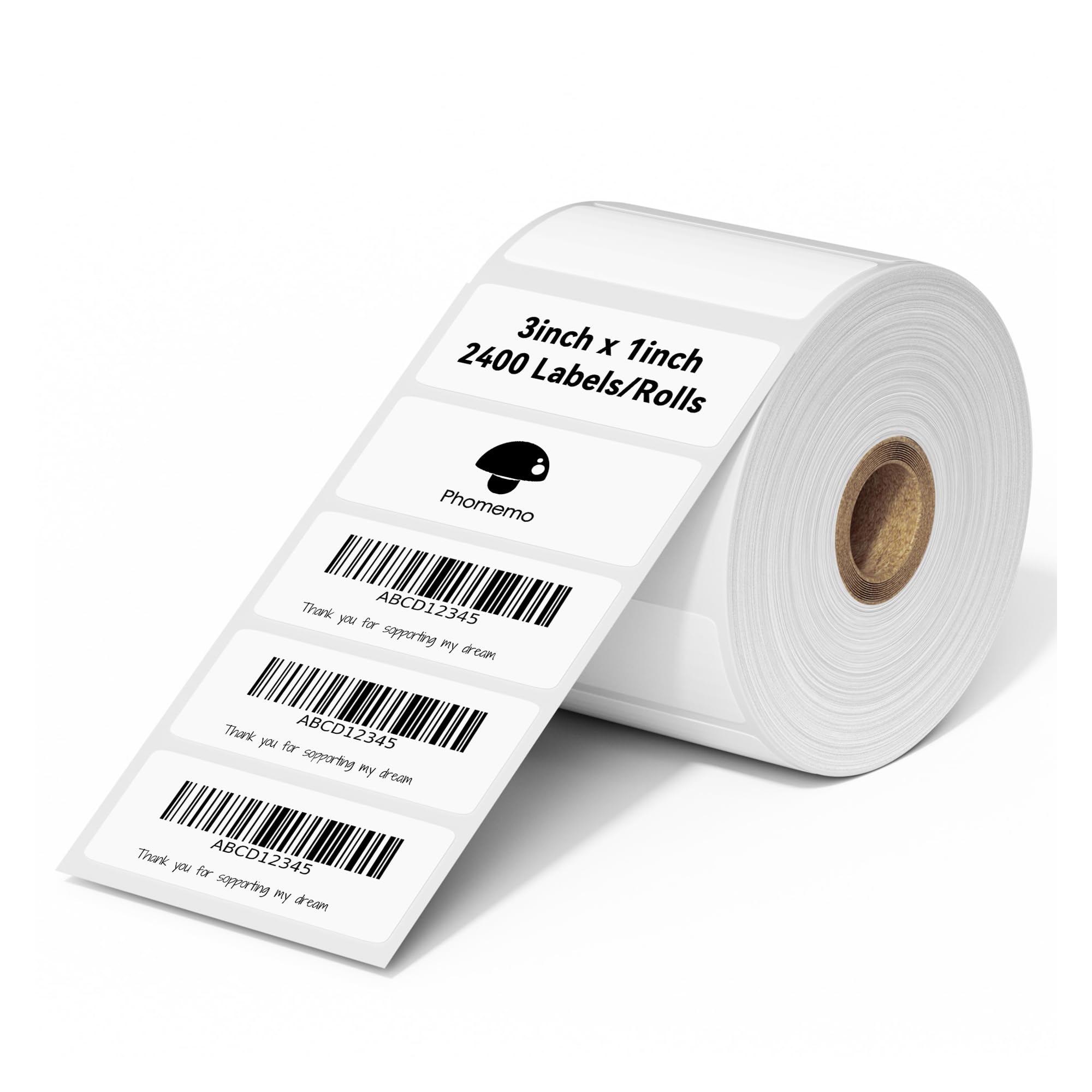[1x2400 pcs] Phomemo 3 x 1 inch (76mm*25mm) Thermal Transfer Polypropylene Labels for Barcodes, Address, Compatible with Thermal Transfer Desktop