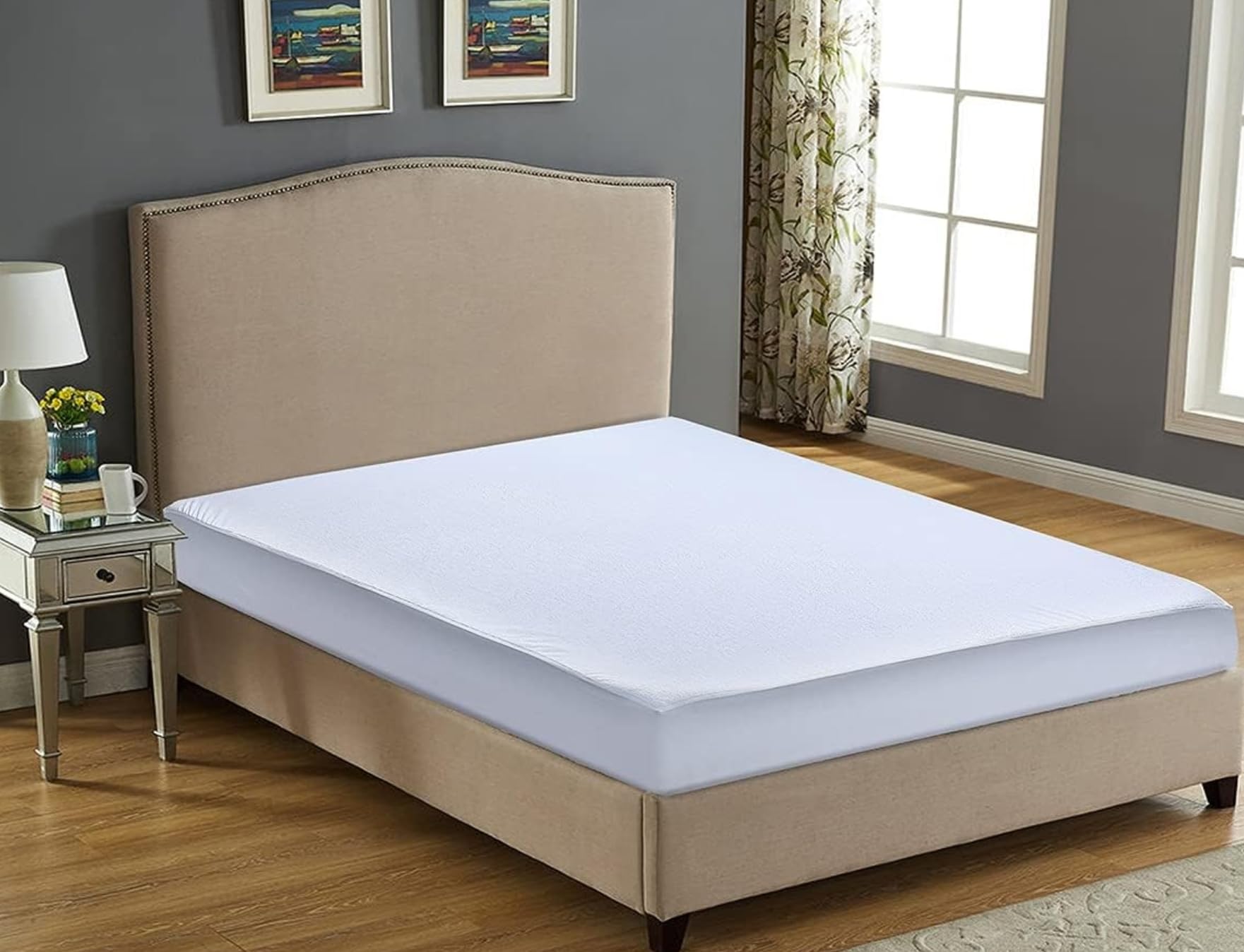 Coprimaterasso Matrimoniale Cotone Impermeabile 180 x 200 cm, Proteggi Materasso in Morbida Spugna con Angoli, Anallergico Antiacaro e Antibatterico, Bianco (Matrimoniale)