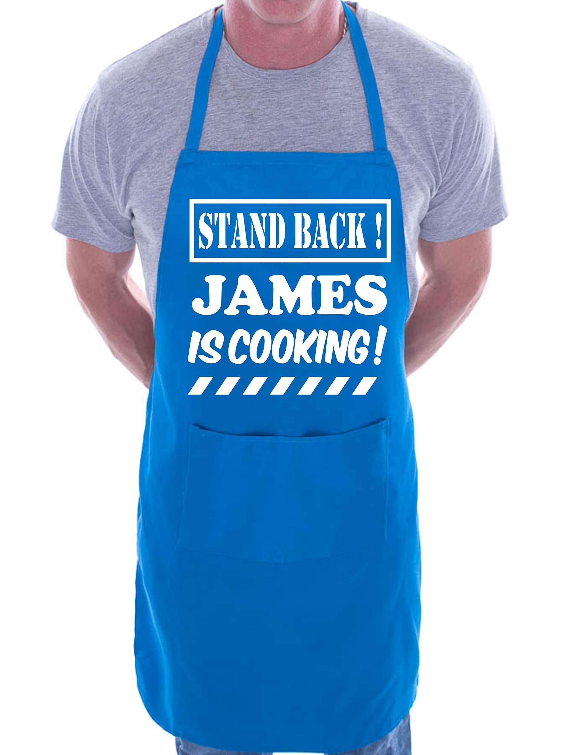 Print4U Customised Apron Stand Back James Is Cooking Blue