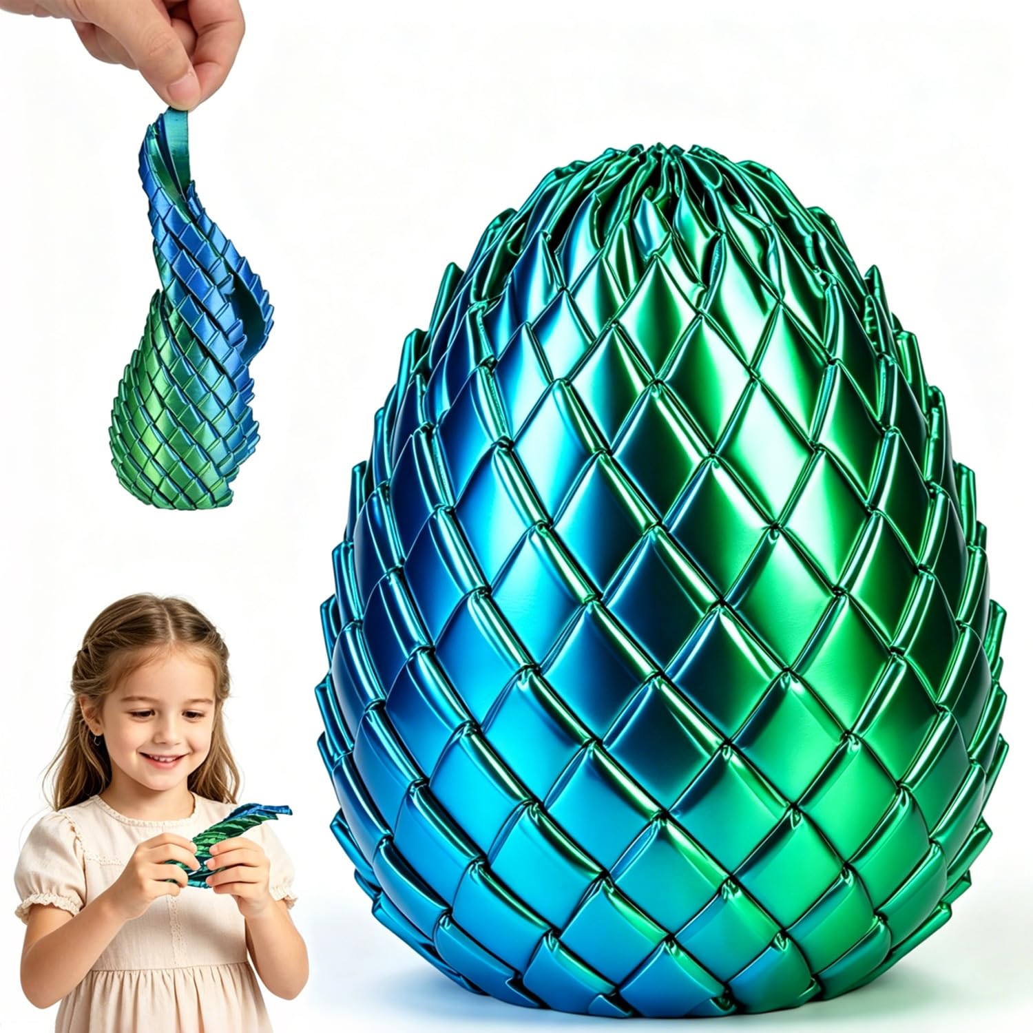 Twisty Fidget Egg, 3D Printed Slippery Egg Fidget Toys | Easter Dragon Eggs, Fidgets Stress Relief Toys for Kids Adults, Focus Relaxation Desk Toy, Unique Gifts — image 1