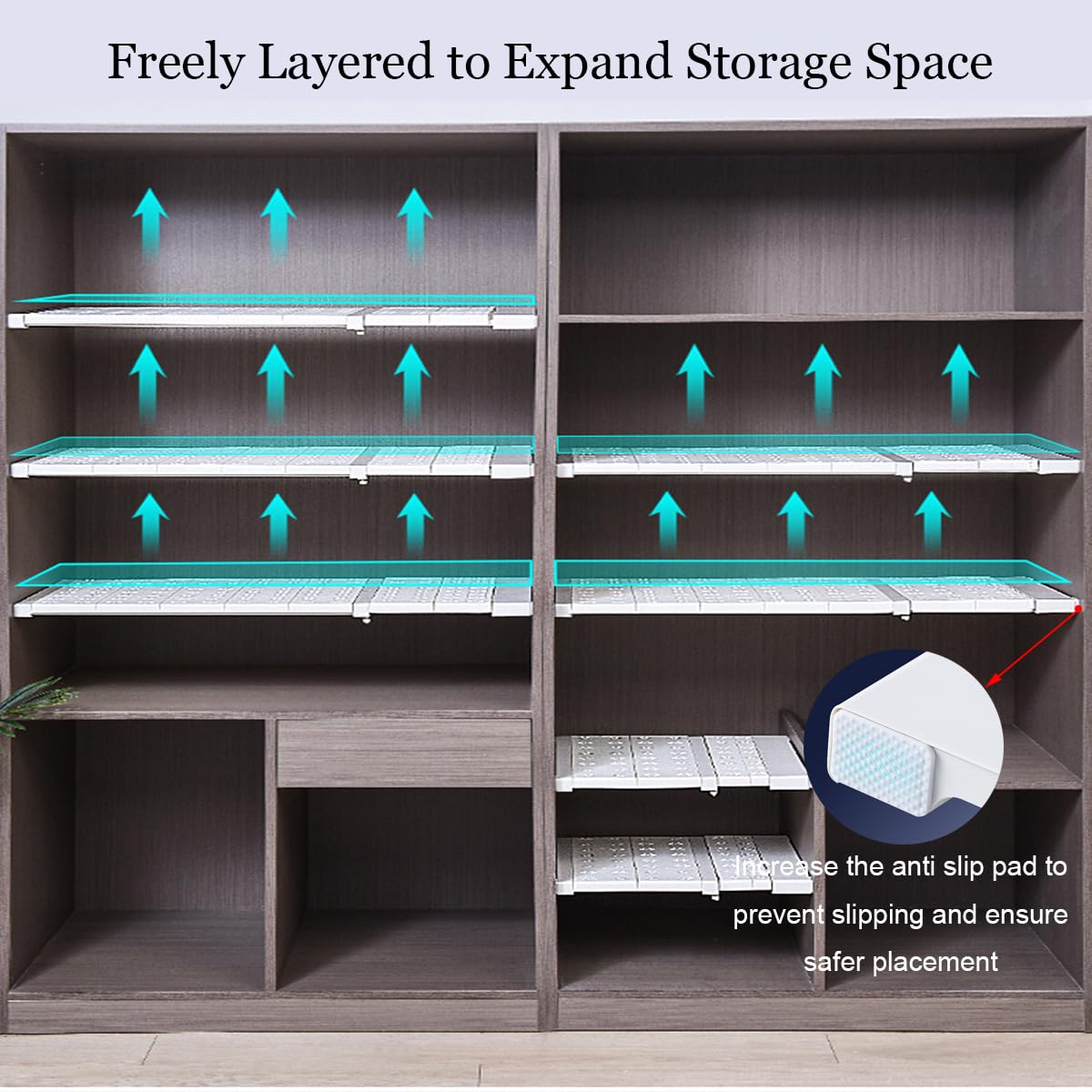 Estante de Armario Extensible, Estantería de Almacenamiento de Metal Organizador de Gabinete Telescópicos Separador DIY Divisor para Armario, Cocina, Baño, Refrigerador, Bricolaje