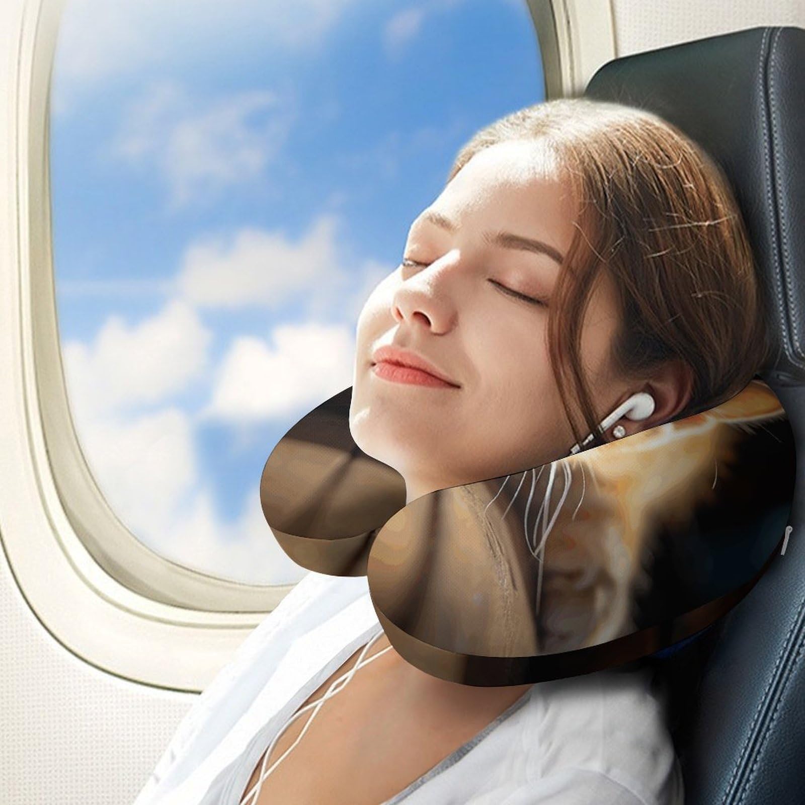 Piccolo cuscino arancione a forma di U, cuscino in memory foam, fornisce supporto per il collo, cuscino da viaggio, adatto per aerei, auto, case e uffici.