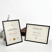 Vista 7 de 8.5x11 Black Picture Frames Set of 12, 8.5 by 11 Picture Frame for Award Certificate and Diploma Display on Wall or Tabletop