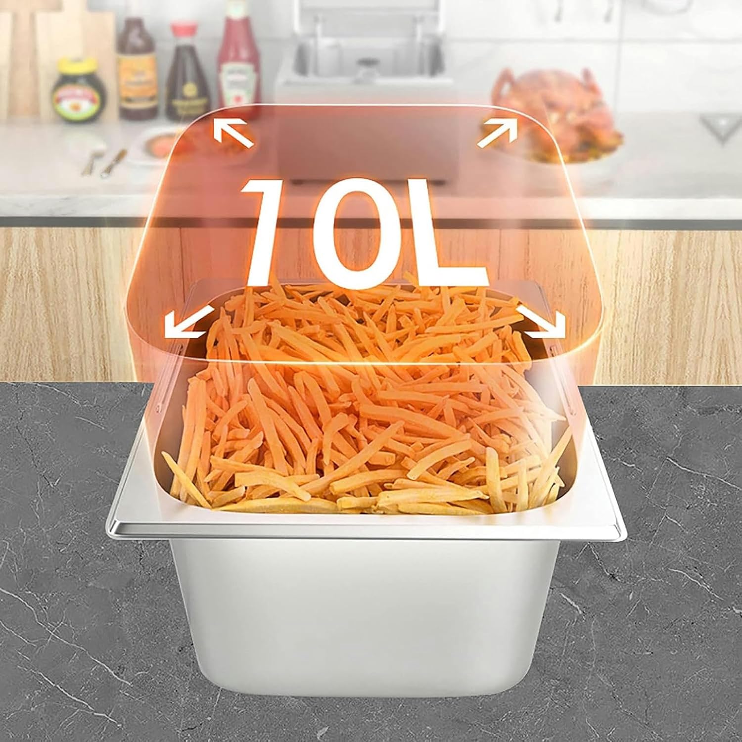 Gas Deep Fryer 20L Commercial Lpg Gas Fryer Stainless Steel Countertop, Stainless Steel Outdoor Cooker, Chicken Chips Fryer for French Fries Restaurant Kitchen,with 1 Bas,Without Basket