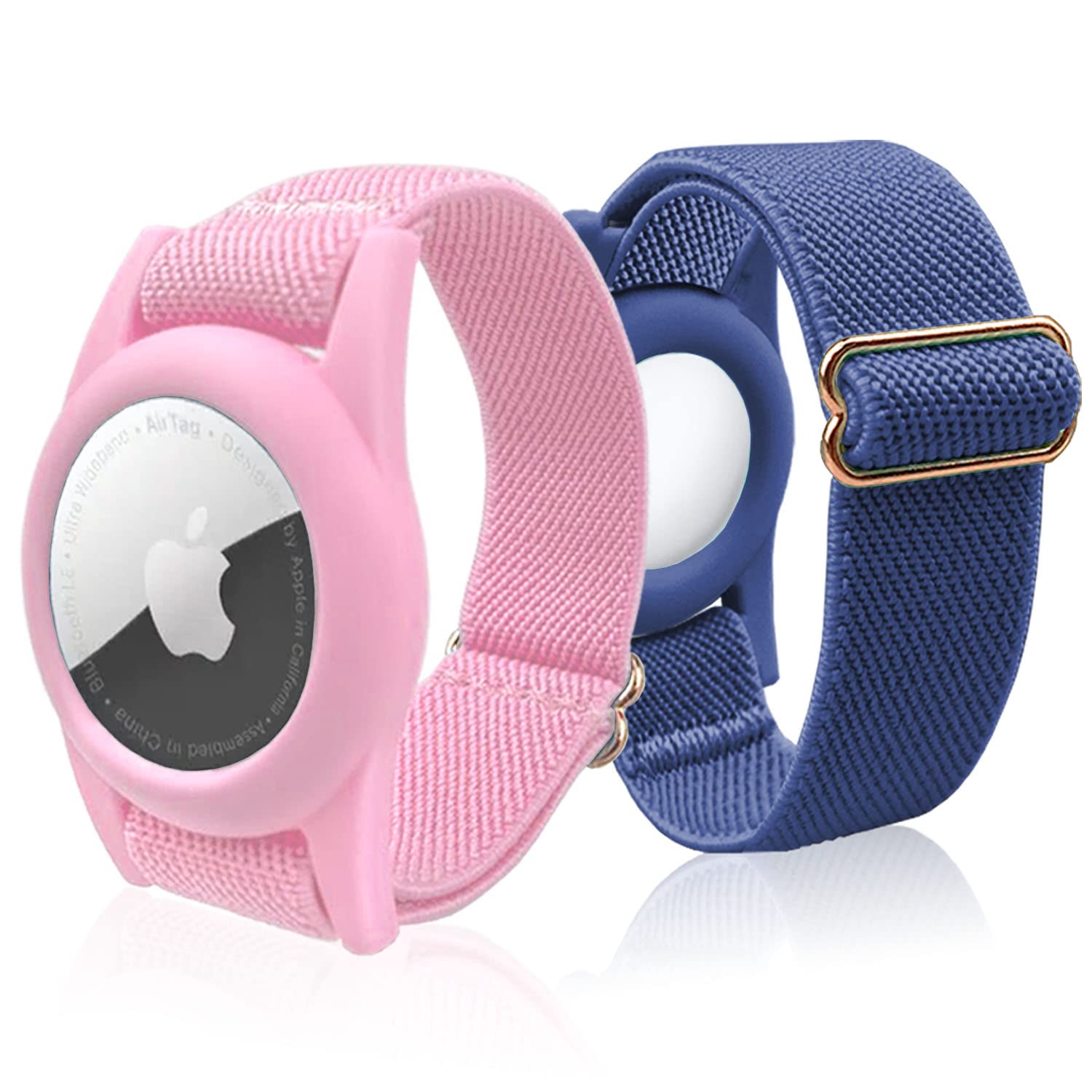 AirTag Bracelet for Kids, AirTag Holder with Elastic Wristband, Anti-Lost Watch Band for Apple Air Tag, Adjustable Strap for Toddler 2 Pack