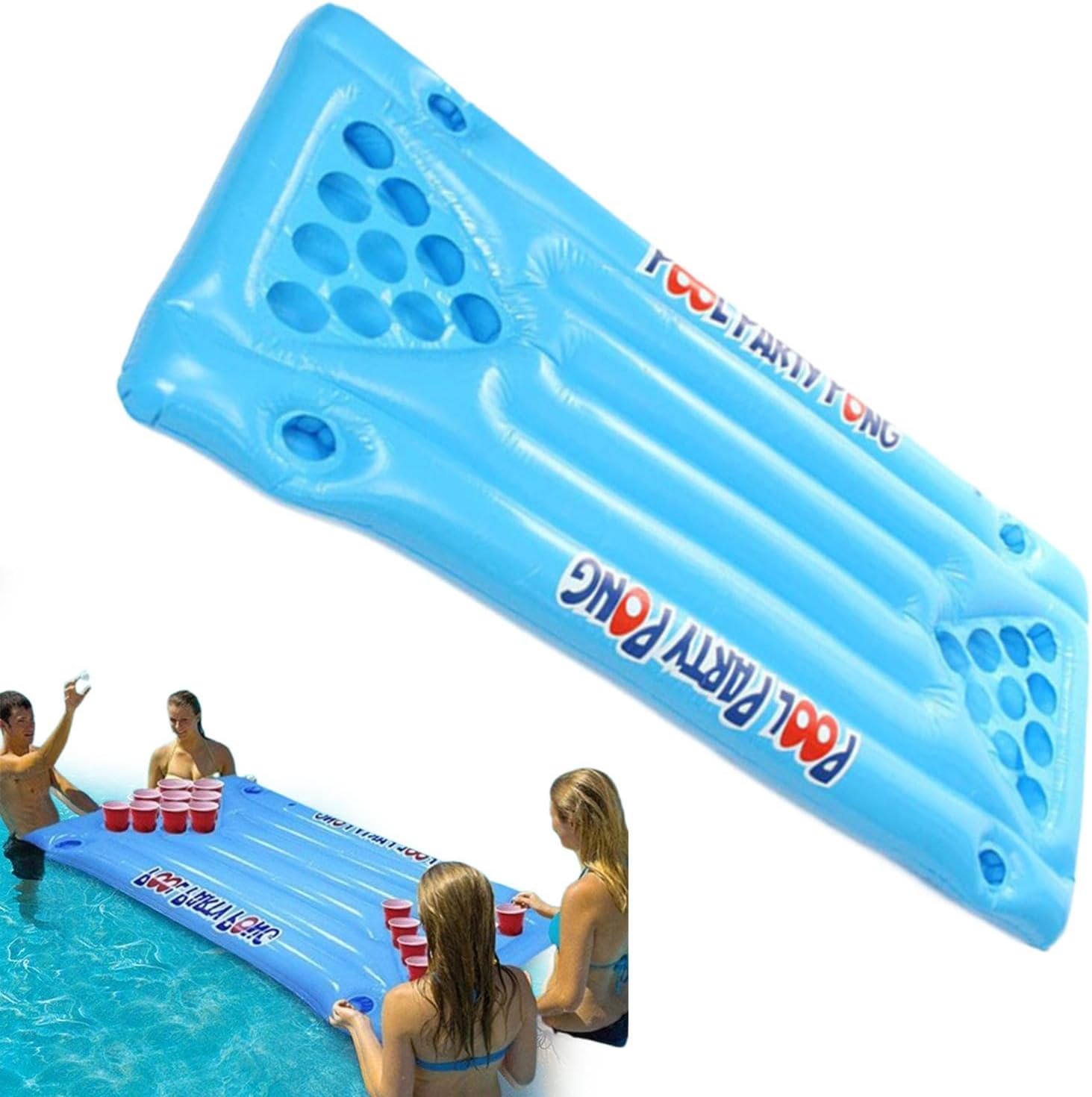 Pool Pong Table, Pool Pong Table Game, Floating Ping Pong Air Mattress, Inflatable Pool Party, Beer Games, Floating Pong Table for Adults