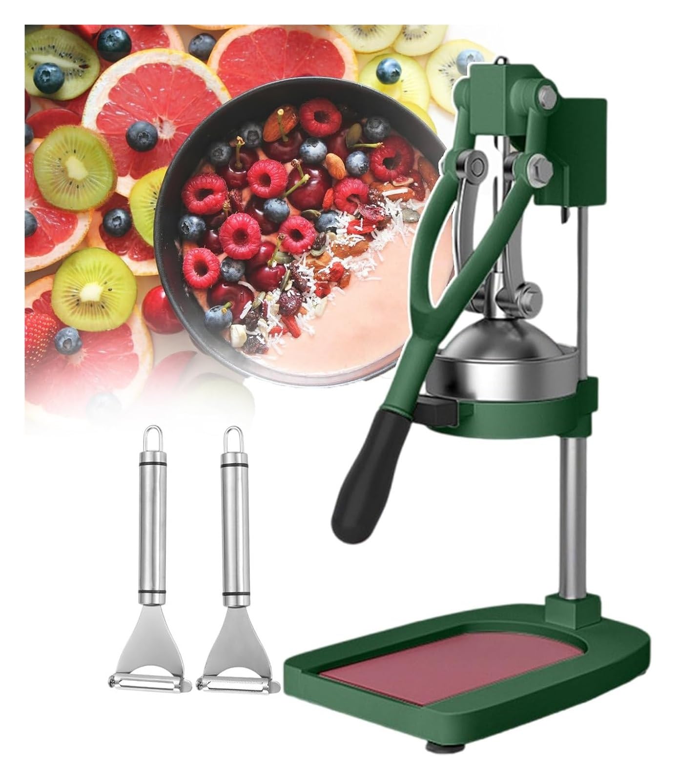 Cast Iron Citrus Juicer, Commercial Juicer Machine With Cast Iron Base & Suction Cup Foot For Lemon Orange Tomato Watermelon Juice(Green)