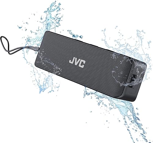 JVC Altavoz inalámbrico portátil con sonido estéreo, Bluetooth 5.0, función estéreo TWS, impermeable IPX7, batería de hasta 22 horas de duración -